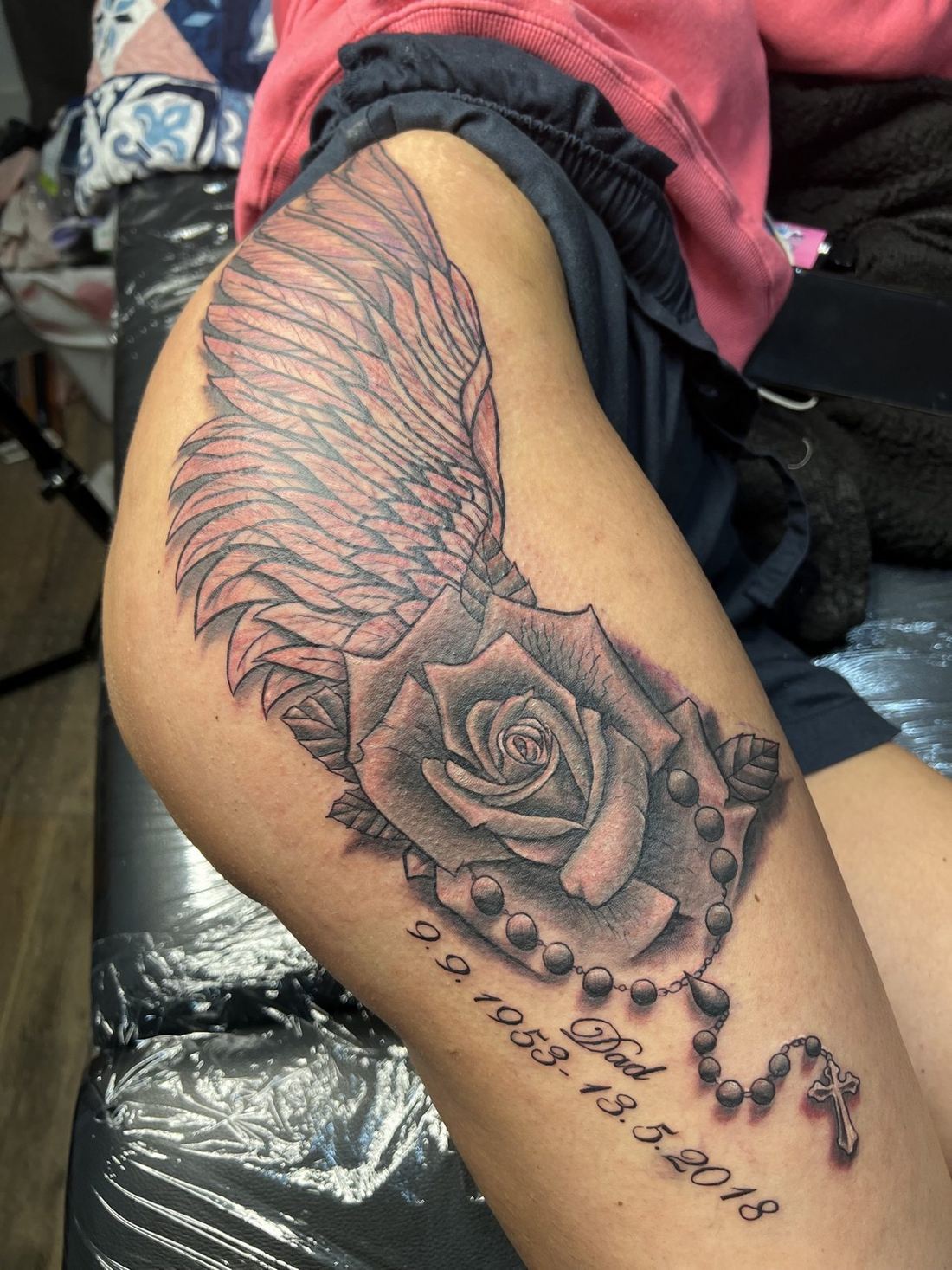 Tattoo: Black & grey — Memorial composition